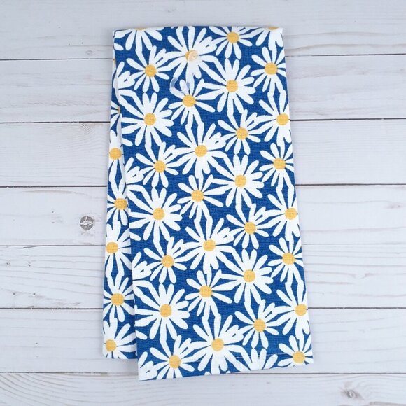 Kitchen Dish Towel Dual Purpose Daisy Daisies Flowers Floral Blue - Picture 3 of 3